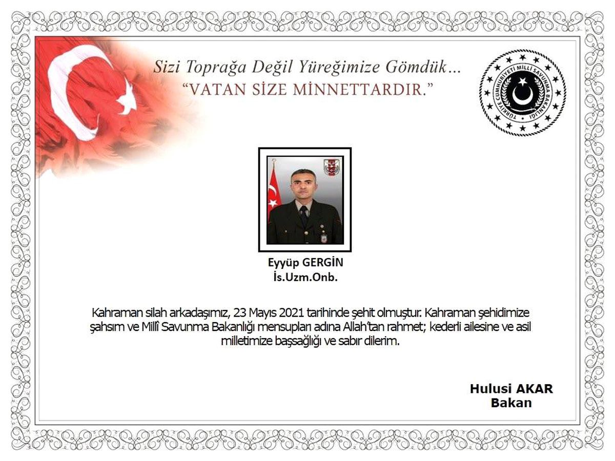Pençe-Şimşek Harekatı\'nda 1 askerimizin şehit olduğu belirtildi