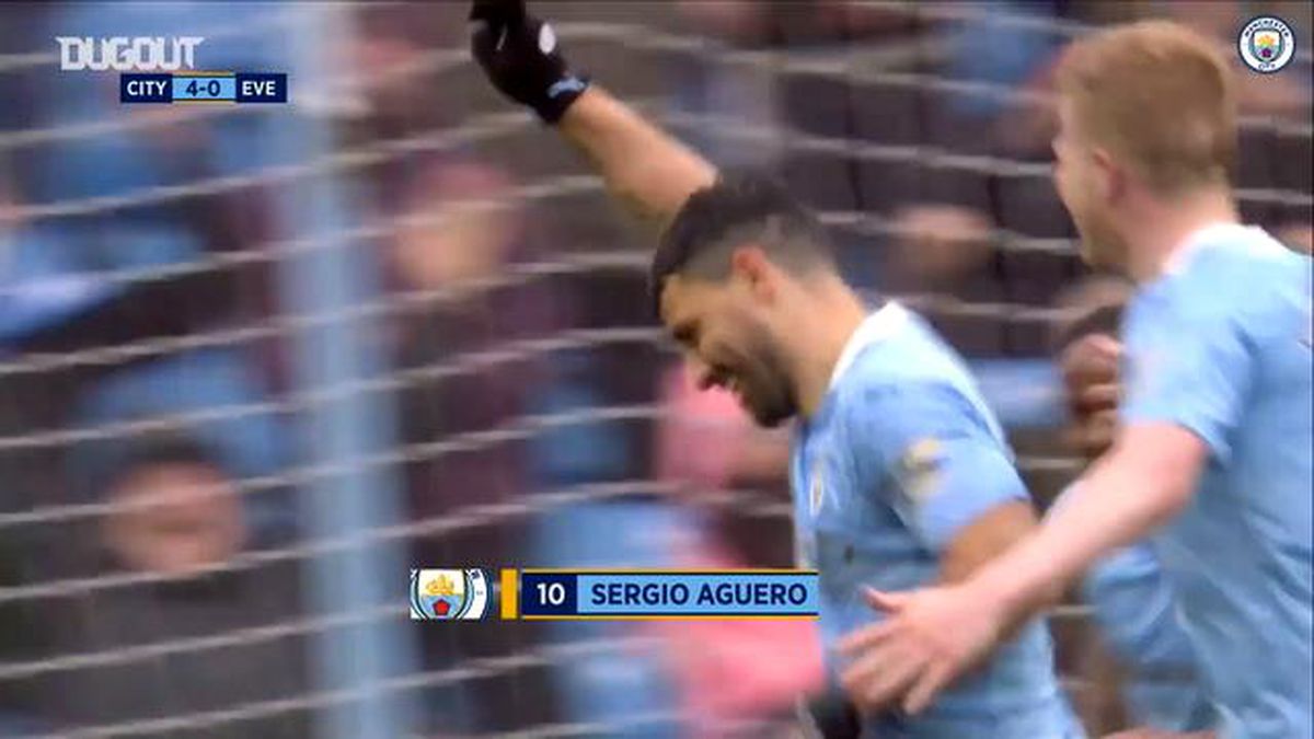 Sergio Agüero Premier Lig\'de Çıktığı Son Maçta İki Gol Atıyor