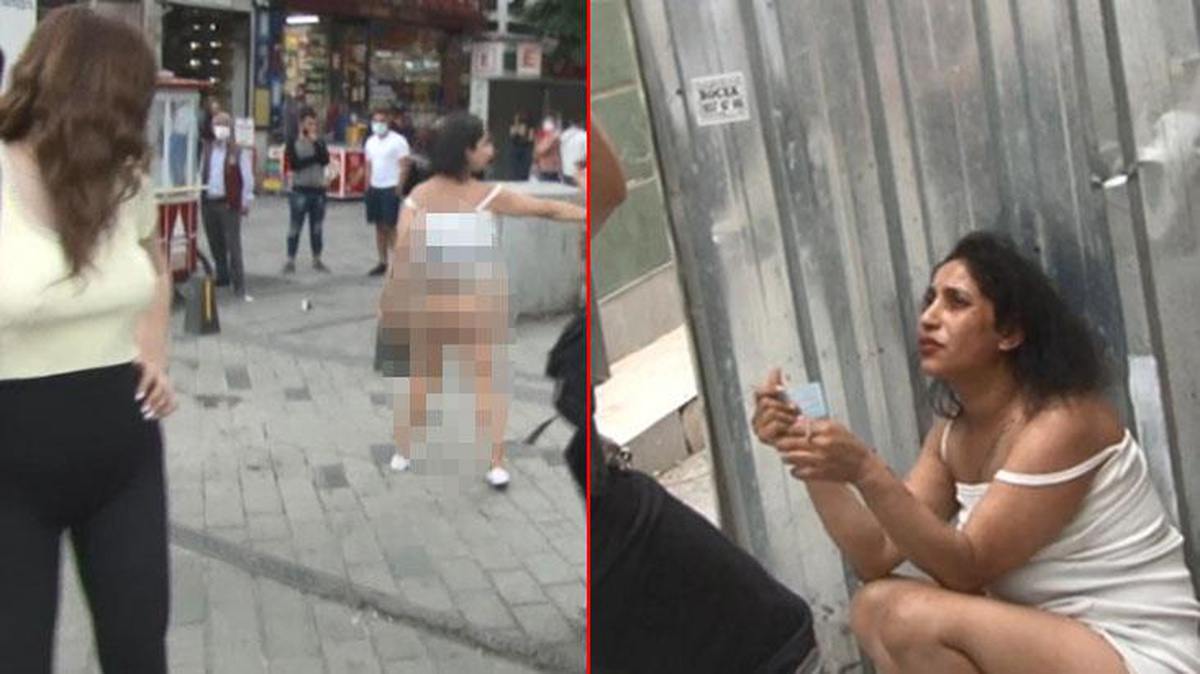 Bir kadın, gözaltına alınmamak için soyundu! Taksim Meydanı\'nda kadınların erkek arkadaş kavgası