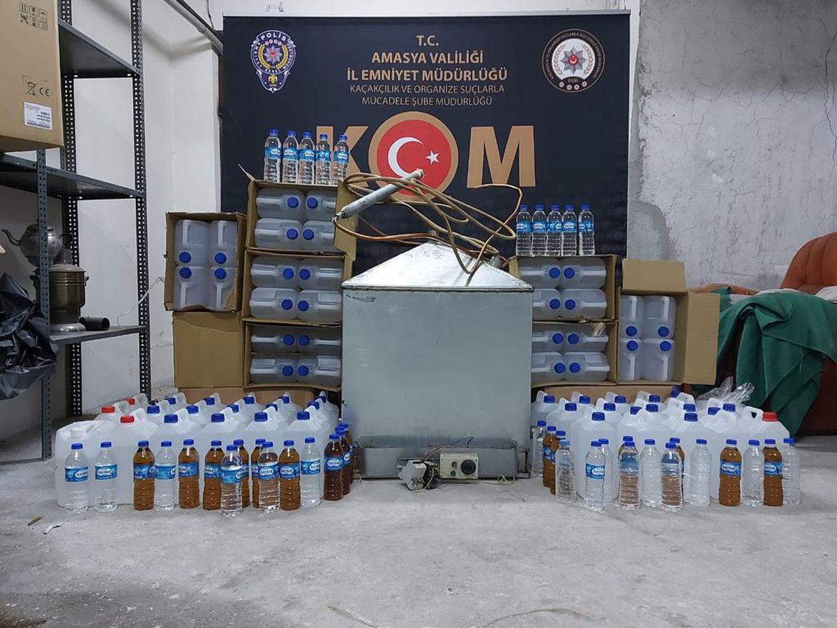 Amasya\'daki sahte içki operasyonunda 7 gözaltı