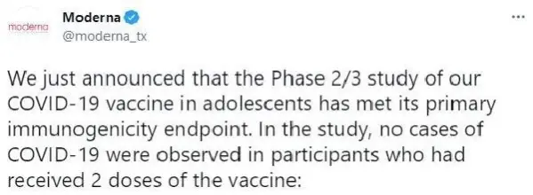 Moderna, aşının 12-17 yaş arasında etkili olduğunu duyurdu