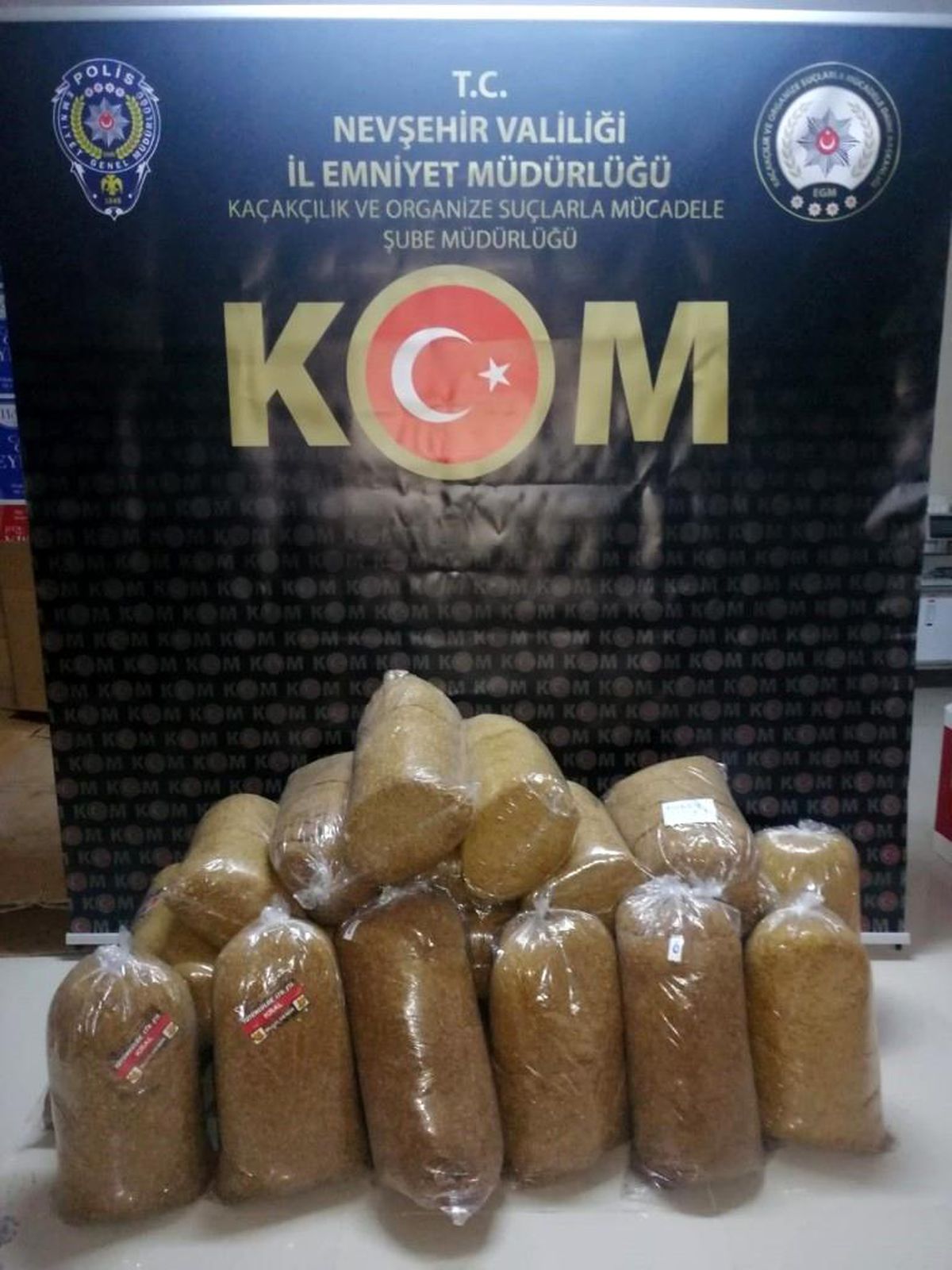 Nevşehir\'de 117 kilogram kıyılmış tütün ele geçirildi