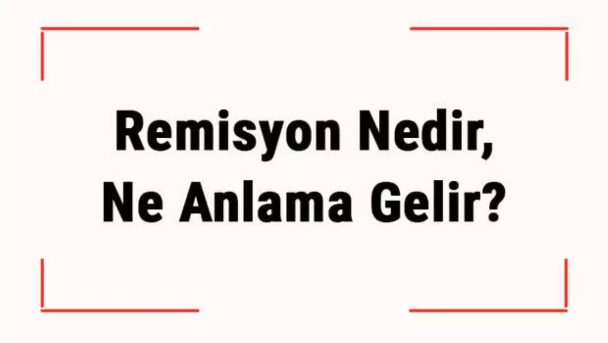 Remisyon Nedir, Ne Anlama Gelir? Remisyon Türleri Nelerdir?