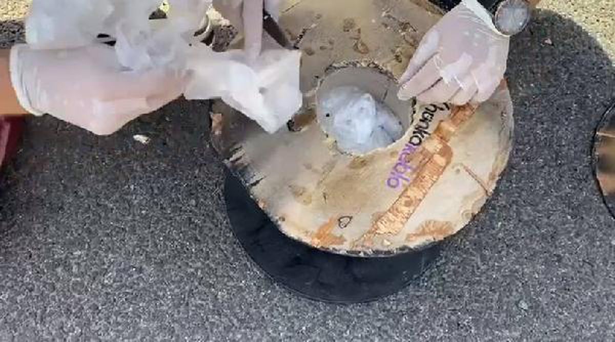 Araçtaki kablo makarasına gizlenen 1 kilo uyuşturucuyu \'Mia\' buldu