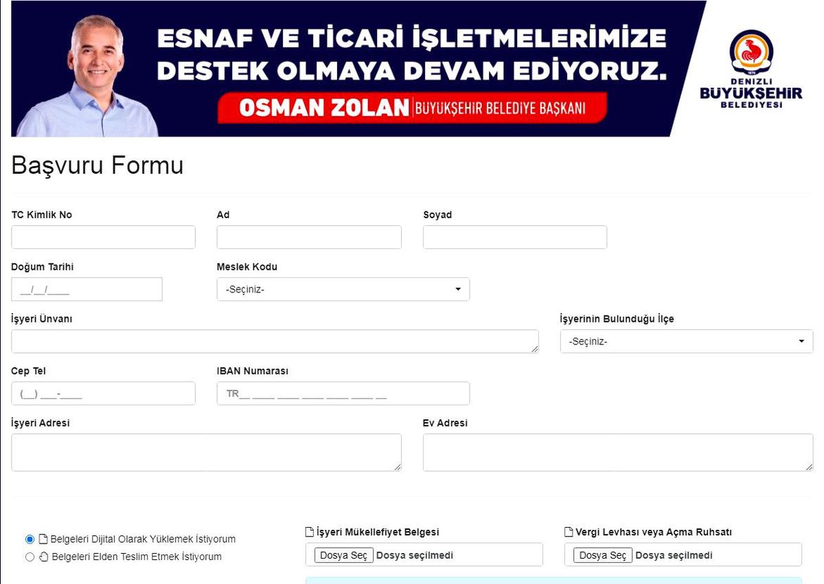 Denizli Büyükşehirin \'10 bin esnafa destek\' başvuruları başladı