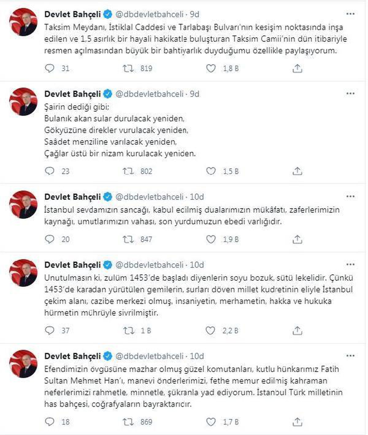 MHP Genel Başkanı Bahçeli\'den, İstanbul\'un fethinin 568. yıl dönümü açıklaması Açıklaması