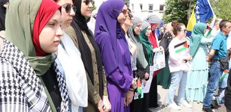 Bosna Hersek'in Tuzla şehrinde Filistin'e destek gösterisi düzenlendi