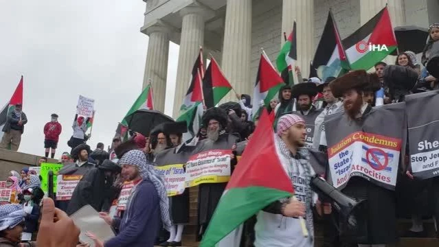 ABD'de binlerce kişiden Filistin'e destek gösterisi