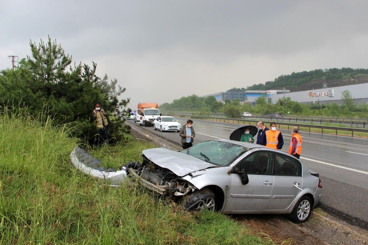 Yoldan çıkan otomobil ağaçları devirdi: 1 yaralı