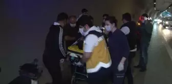 (Özel) Ümraniye'de emniyet şeridine giren araç motosikletli sürücüye çarptı