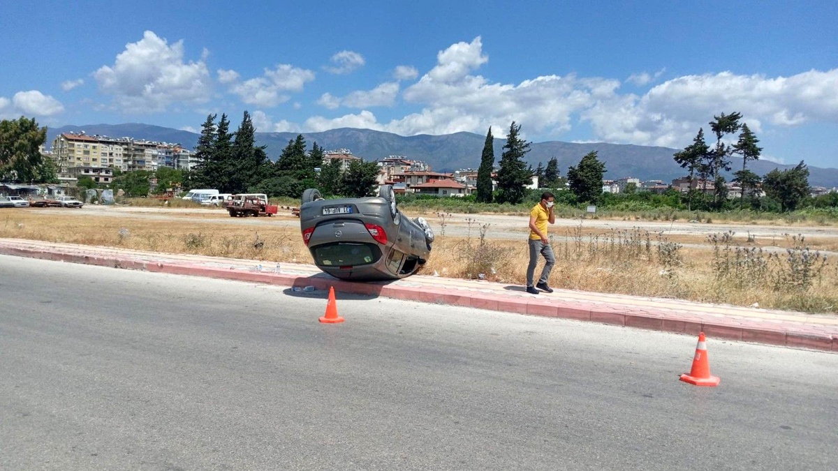 Virajı alamayan otomobil takla attı, sürücüsü yaralandı