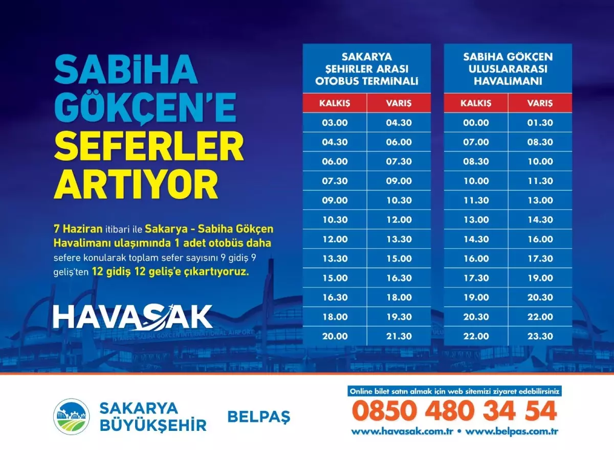 Sabiha Gökçen Havalimanı\'na ulaşım sağlayan HAVASAK\'ın sefer sayısı artırıldı