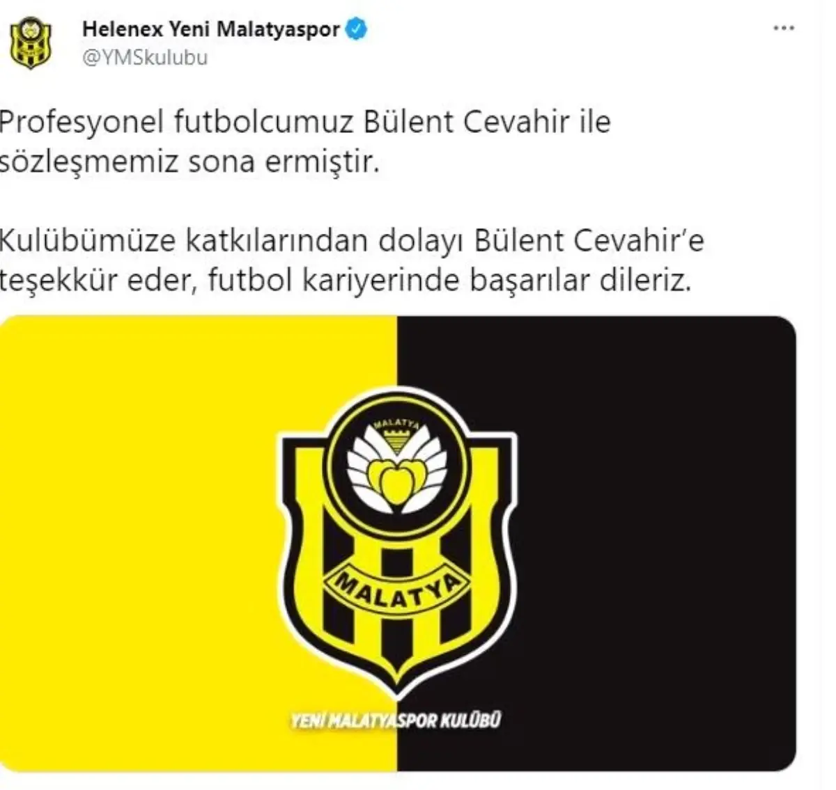 Yeni Malatyaspor\'dan Bülent Cevahir\'e teşekkür paylaşımı