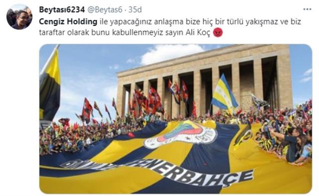 Fenerbahçe'nin yeni sponsorunun Cengiz Holding olacağı iddialarına taraftarlar ateş püskürdü
