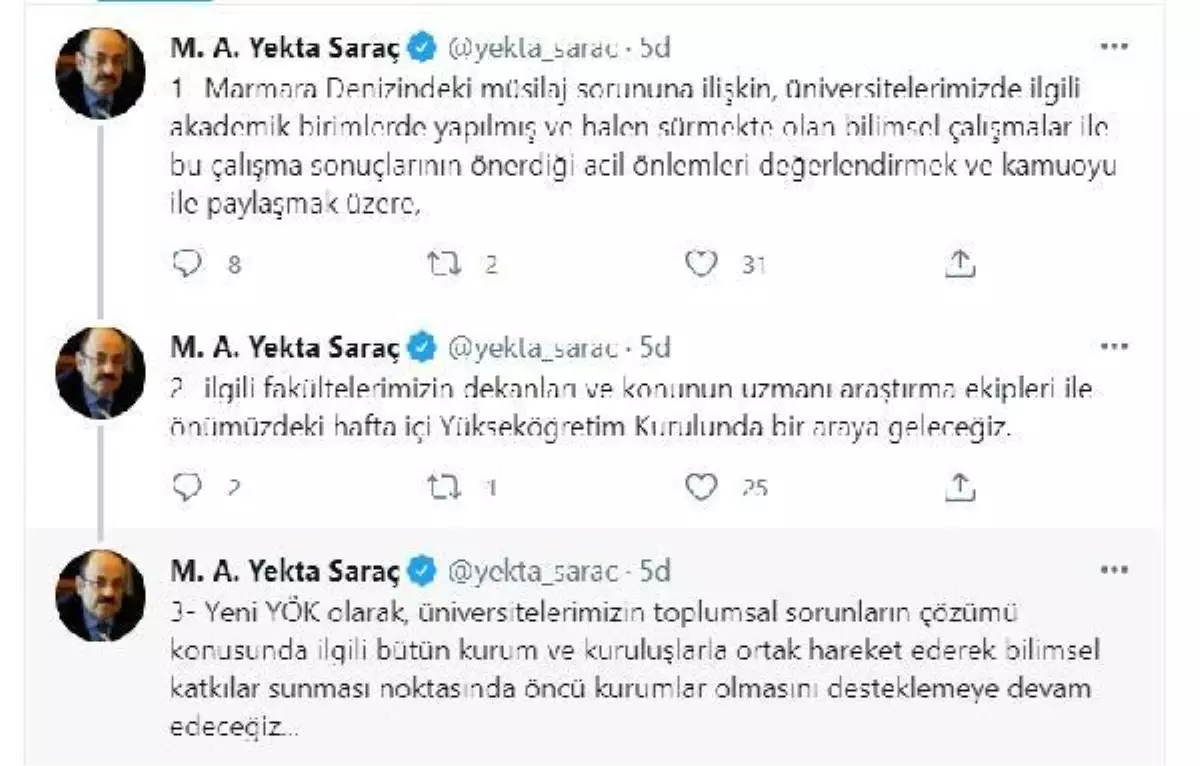 YÖK, akademisyenlerle \'müsilaj\' sorununu görüşecek