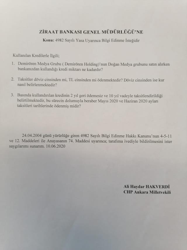 Yıldırım Demirören borcunu ödedi mi? Ziraat Bankası daha önce yöneltilen soruyu 'Müşteri sırrı' diyerek yanıtlamamış