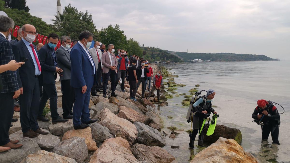 Gebze\'de müsilaj temizleme çalışması