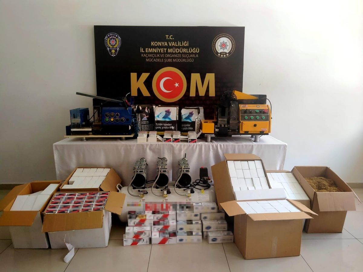 Konya\'da kaçak tütün ve makaron operasyonu