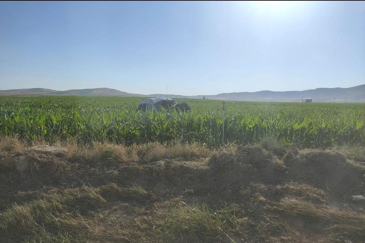 Mardin\'de takla atarak mısır tarlasında devrilen araçta 1\'i ağır, 4 kişi yaralandı