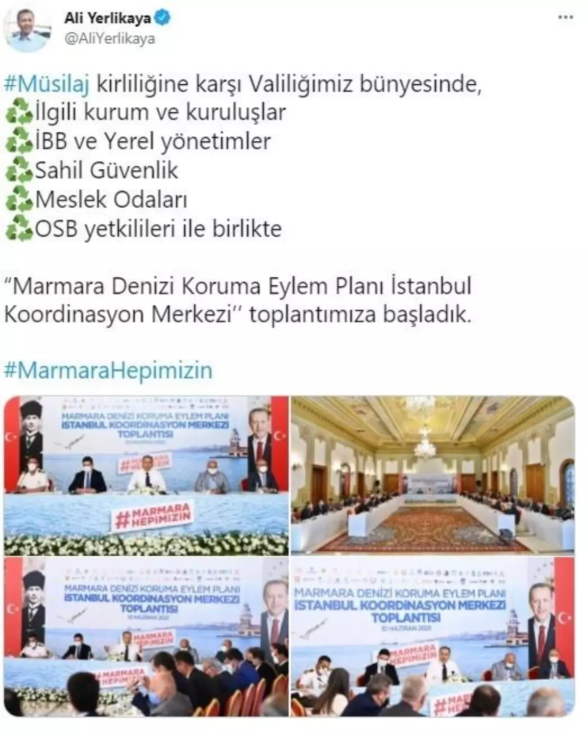 "Marmara Denizi Koruma Eylem Planı İstanbul Koordinasyon Merkezi toplantımıza başladık"