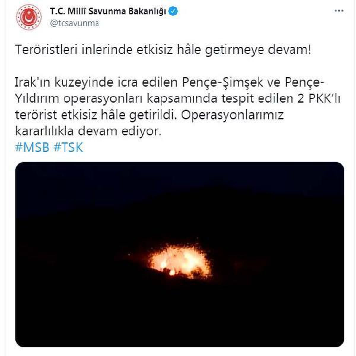 Irak\'ın kuzeyinde 2 terörist etkisiz hale getirildi