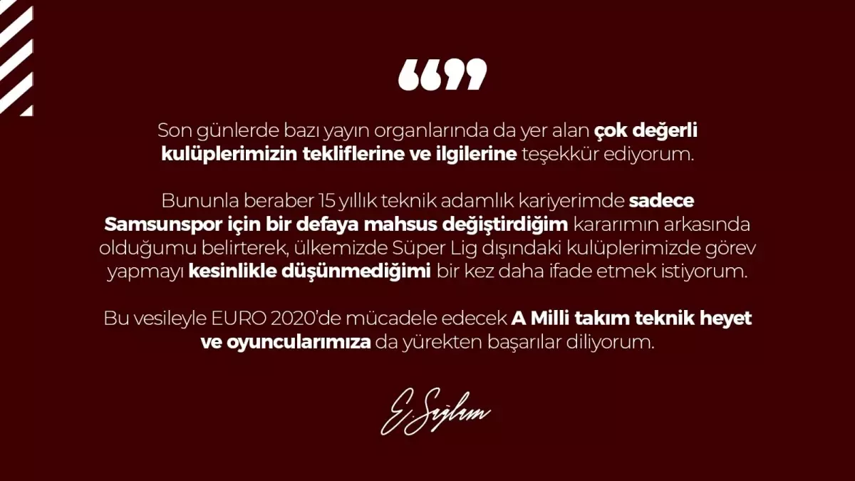 Ertuğrul Sağlam: "Süper Lig dışındaki kulüplerde görev yapmayı düşünmüyorum"