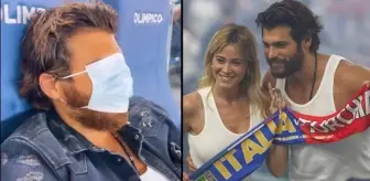 Can Yaman ve sevgilisi tribünde Türkiye-İtalya karşılaşmasını izledi! Maç sonu yıkılan oyuncu yüzünü maskeyle gizledi