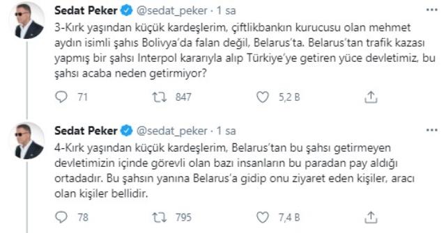 Sedat Peker'den Tosuncuk'un saklandığı ülkeyle ilgili bomba iddia: Bolivya'da falan değil, Belarus'ta