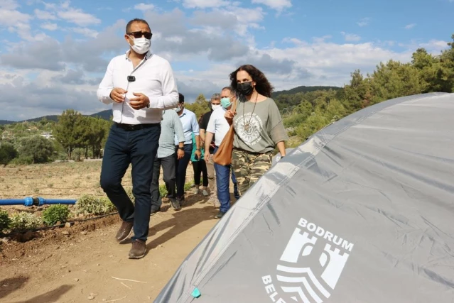 Şarkıcı Sertab Erener, Bodrum'da Gençlik Tarım Kampının düzenleneceği alanı gezdi