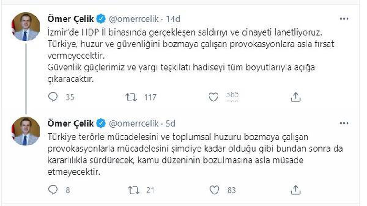 AK Part\'li Çelik: HDP il binasındaki cinayeti lanetliyoruz