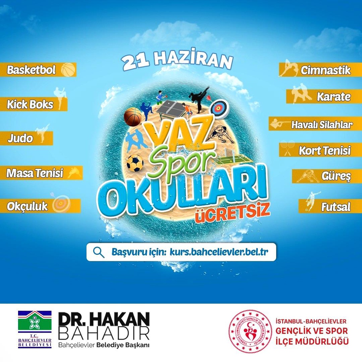 Bahçelievler Belediyesi Yaz Spor Okulları başlıyor