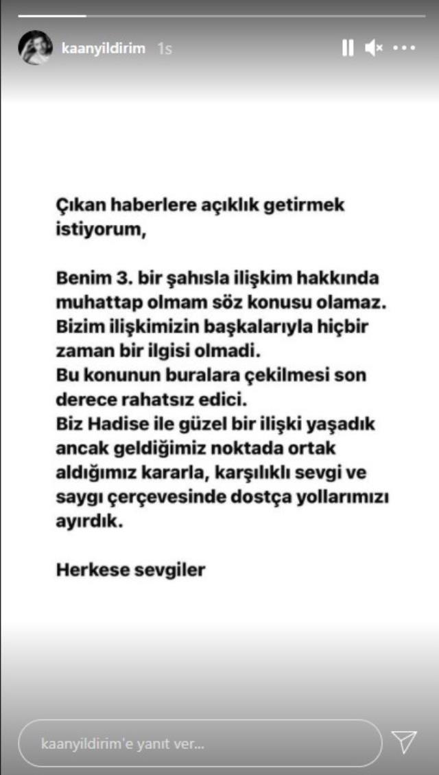 Kaan Yıldırım, Hadise'nin yasak aşk iddiası için Ebru Gündeş'le konuştuğunu yalanladı