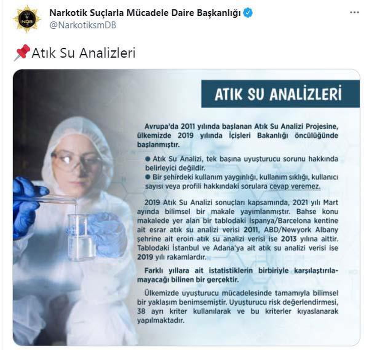 DÜZELTME/ İstanbul\'daki atık su incelemesinde en çok kullanılan maddeler; alkol, tütün ve esrar