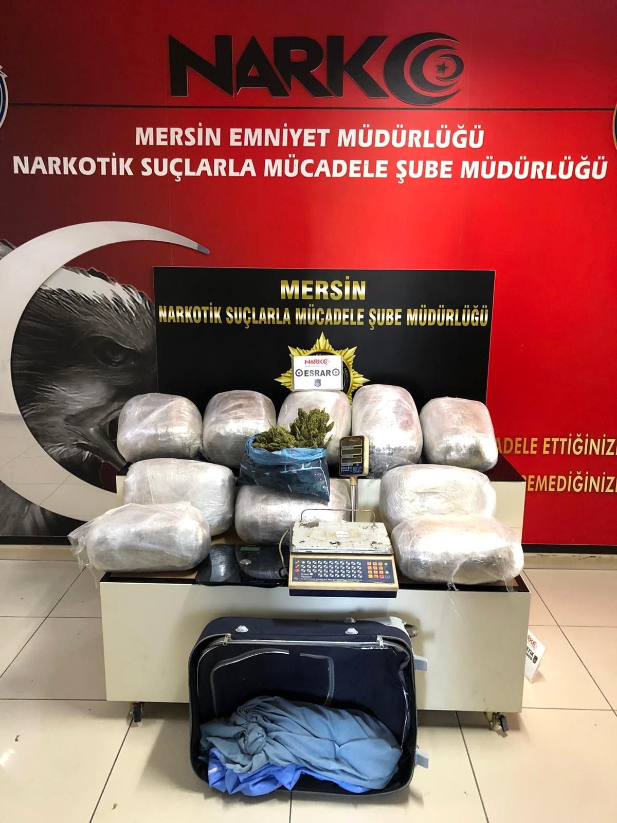 Mersin\'de 58 kilo 800 gram esrar ele geçirildi