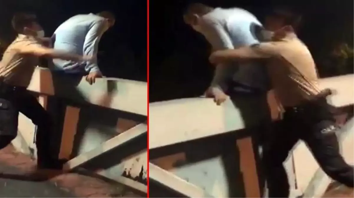 Üst geçitte intihar girişiminde bulunan adamı, son anda bekçi kurtardı