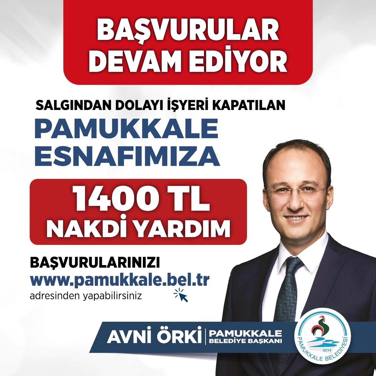 Pamukkale Belediyesinin bin 400 TL nakdi yardım başvuruları devam ediyor