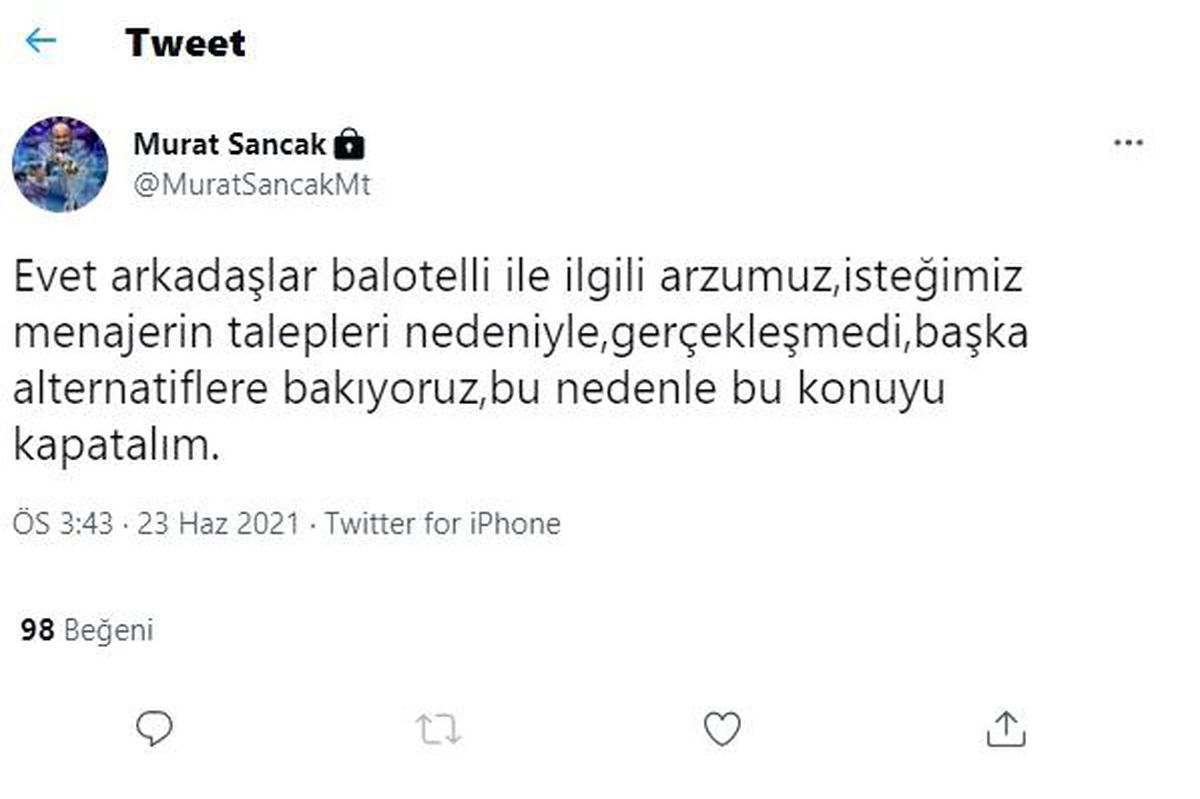 Adana Demirspor\'da Balotelli defteri kapandı