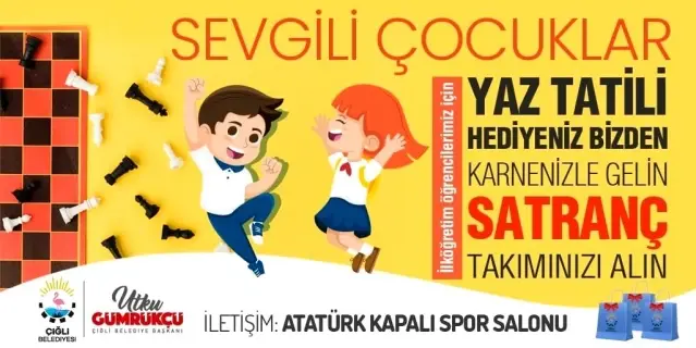 Çiğli Belediyesinden çocuklara satranç takımı hediyesi