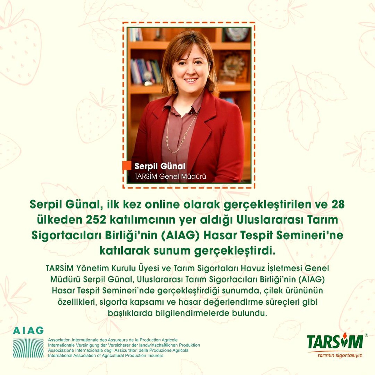 TARSİM, Uluslararası Tarım Sigortacıları Birliği\'nin seminerine katıldı