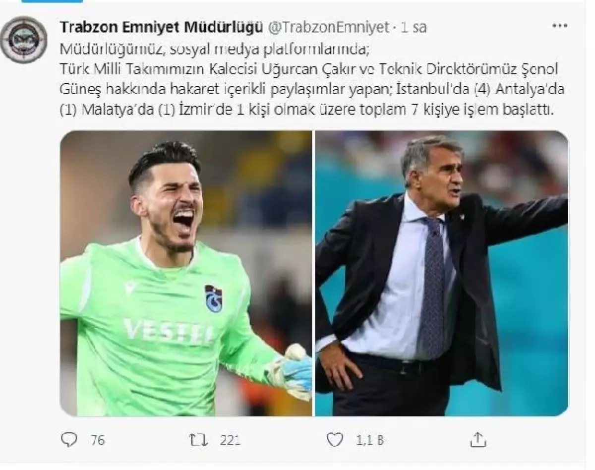 Uğurcan Çakır ve Şenol Güneş\'e hakaret paylaşımları yapan 7 kişiye işlem