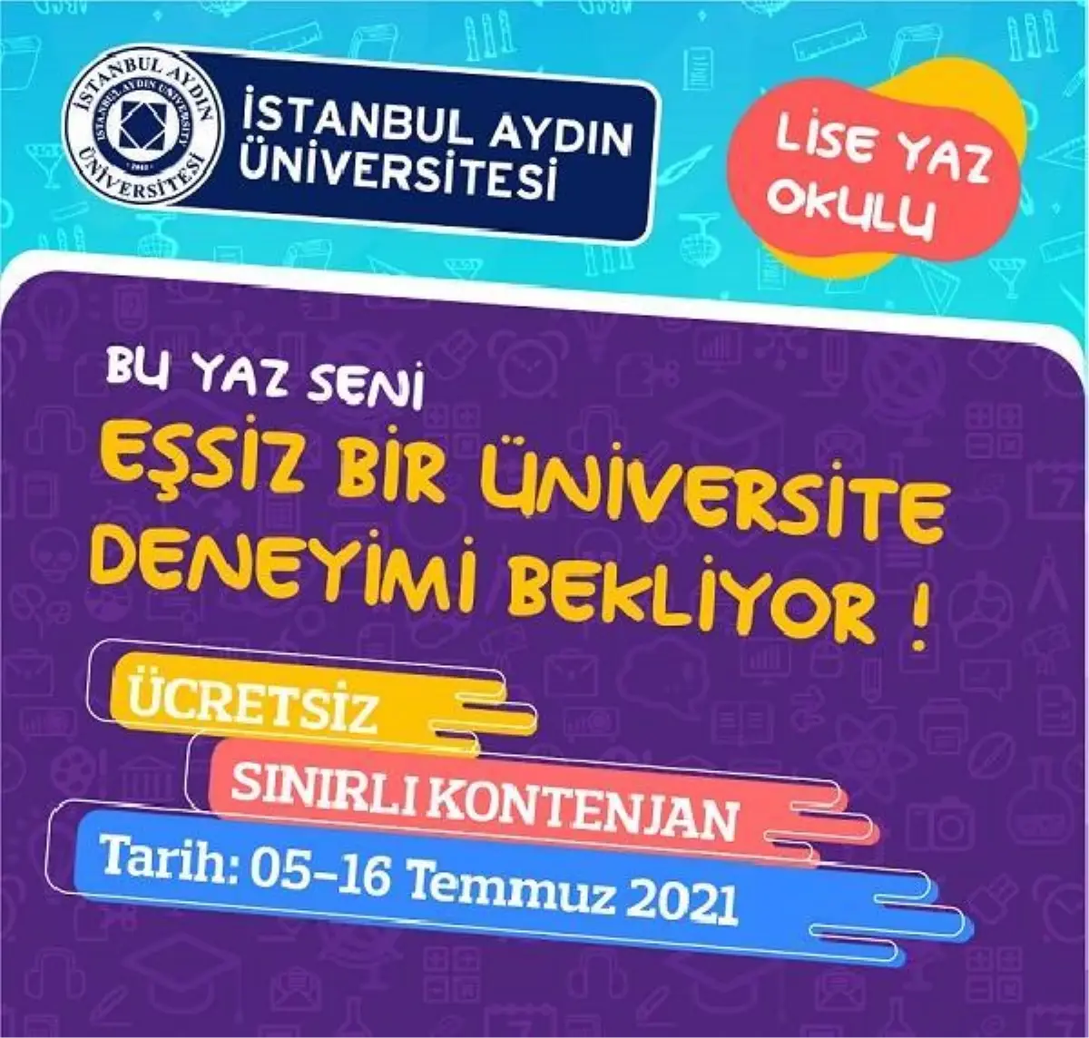 Üniversitenin online yaz okulu ücretsiz olarak gerçekleşecek