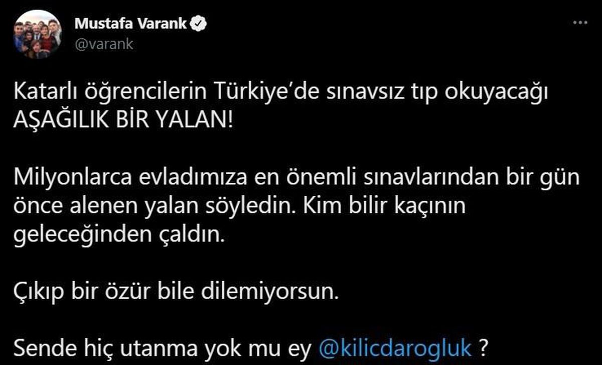 Bakan Varank: "Katarlı öğrencilerin Türkiye\'de sınavsız tıp okuyacağı aşağılık bir yalan"