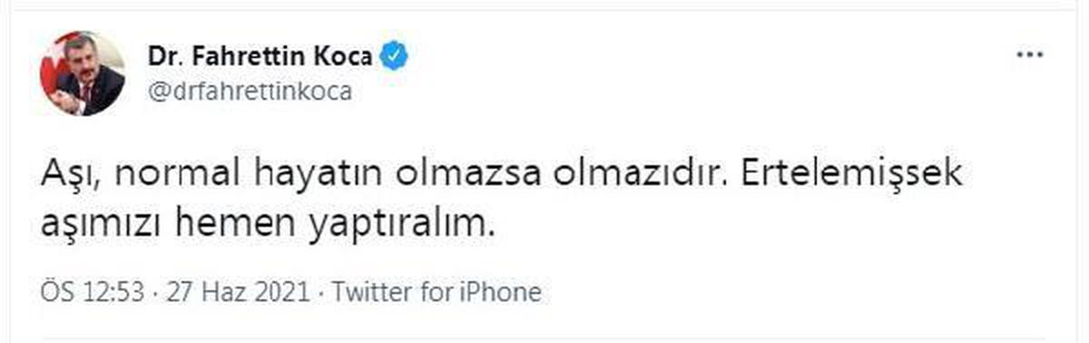 Bakan Koca\'dan \'aşı\' çağrısı