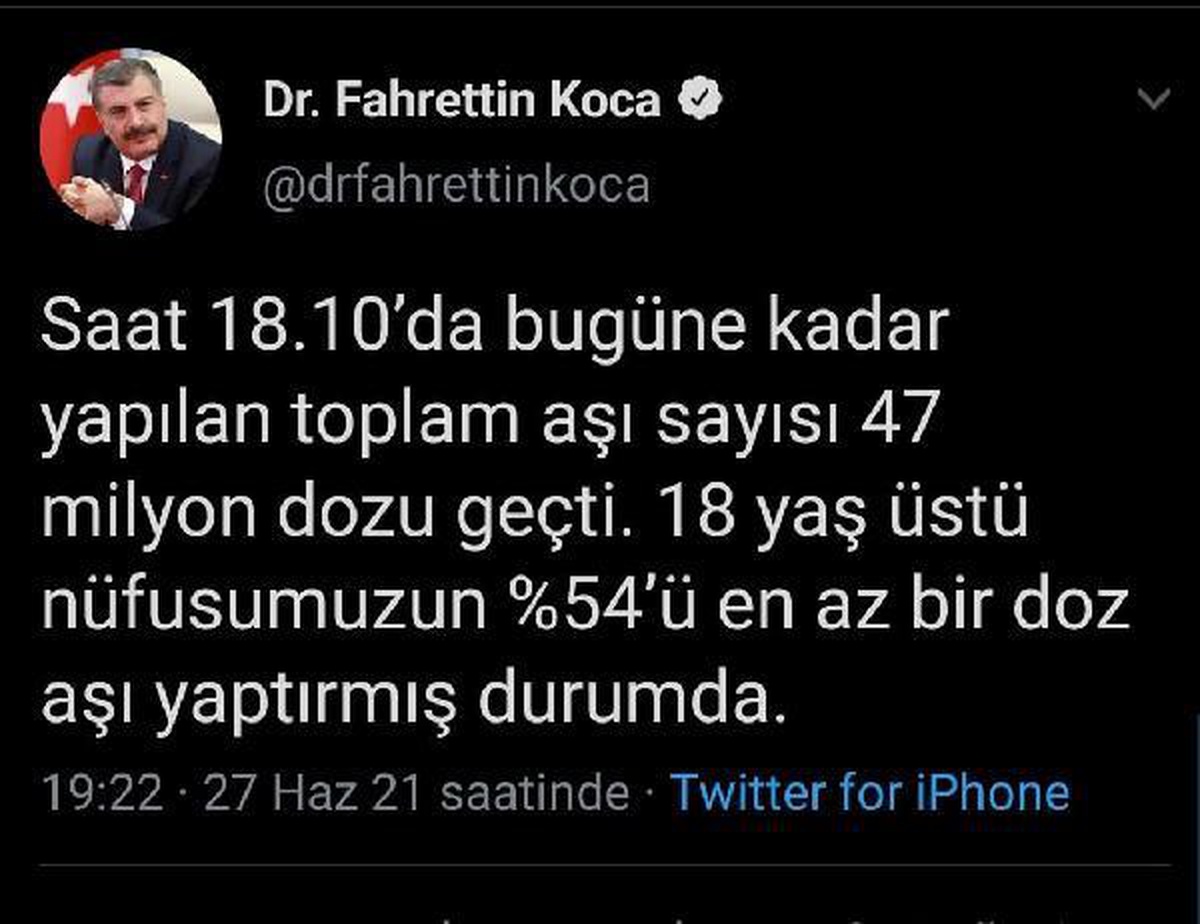 Bakan Koca: Yapılan toplam aşı sayısı 47 milyon dozu geçti
