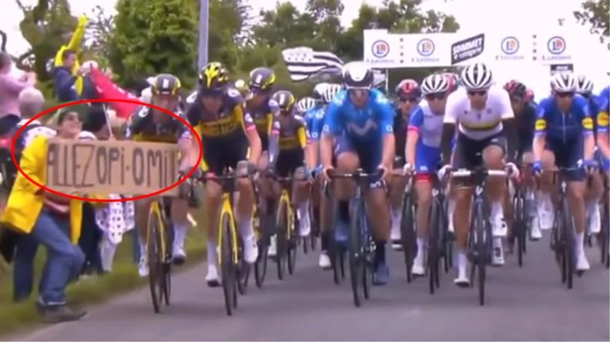Seyircinin açtığı pankart, Fransa Bisiklet Turu\'nda zincirleme kazaya sebep oldu! O anlar saniye saniye görüntülendi