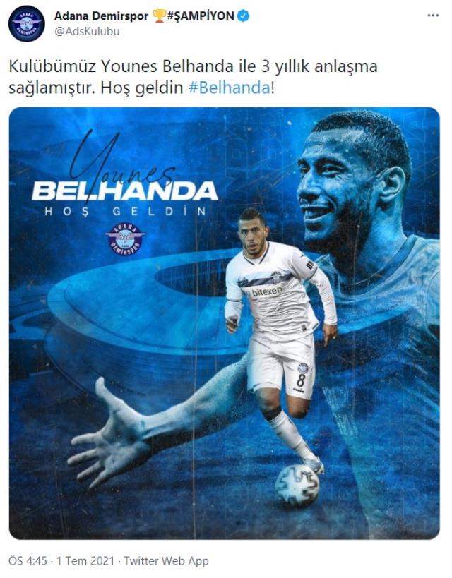 Adana Demirspor, Younes Belhanda'yla 3 yıllık anlaşma sağladı