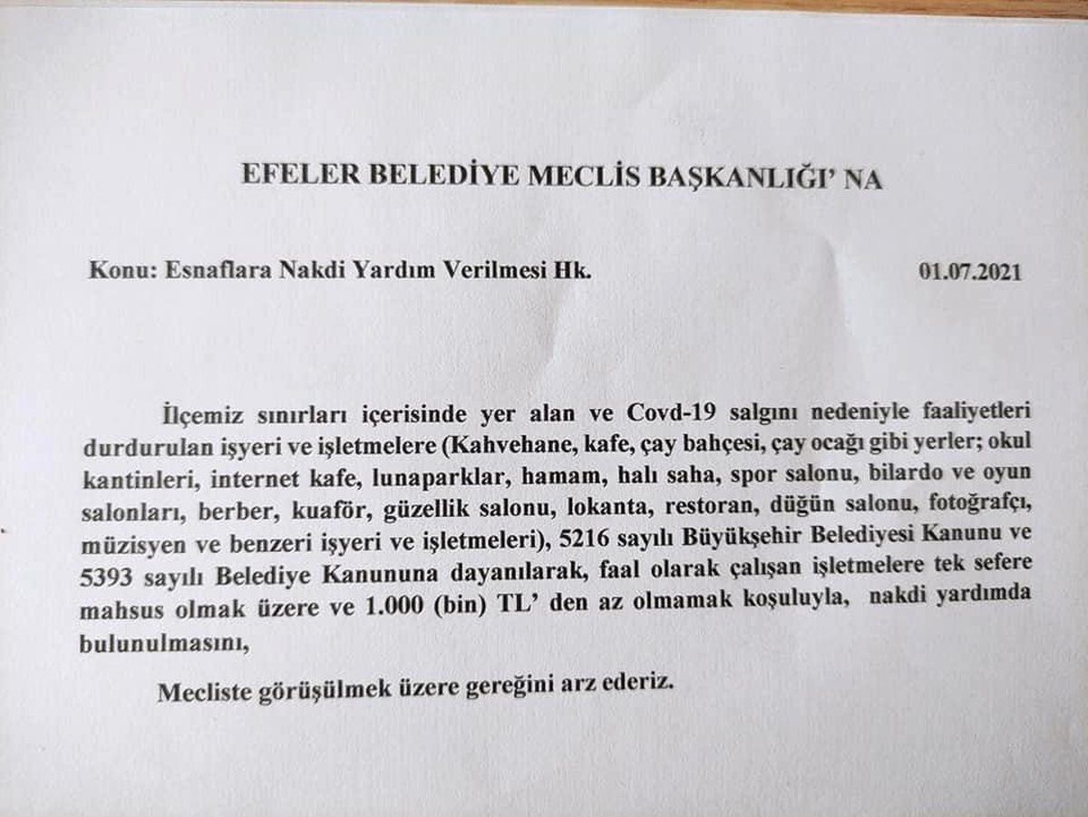 MHP\'li Meclis Üyelerinden Esnaf Önergesi