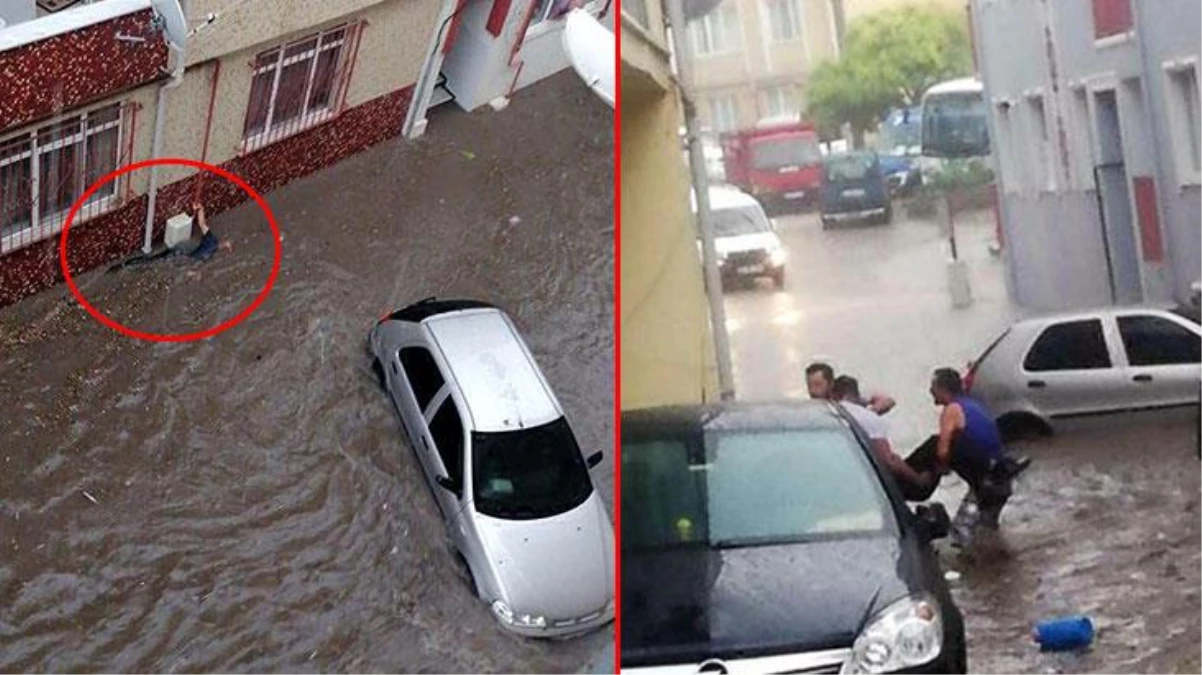 Edirne\'de sağanak yağış sokakları göle çevirdi, iş yerlerini su bastı