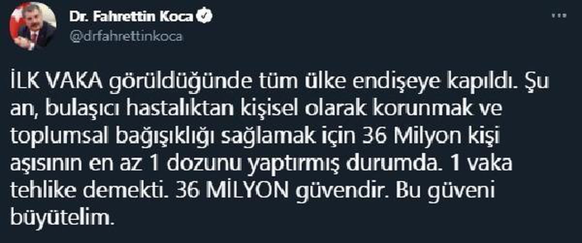 Bakan Koca: Henüz 24 saat dolmadan, 1 milyon kişinin daha ilk veya yeni doz aşısı yapıldı (2)