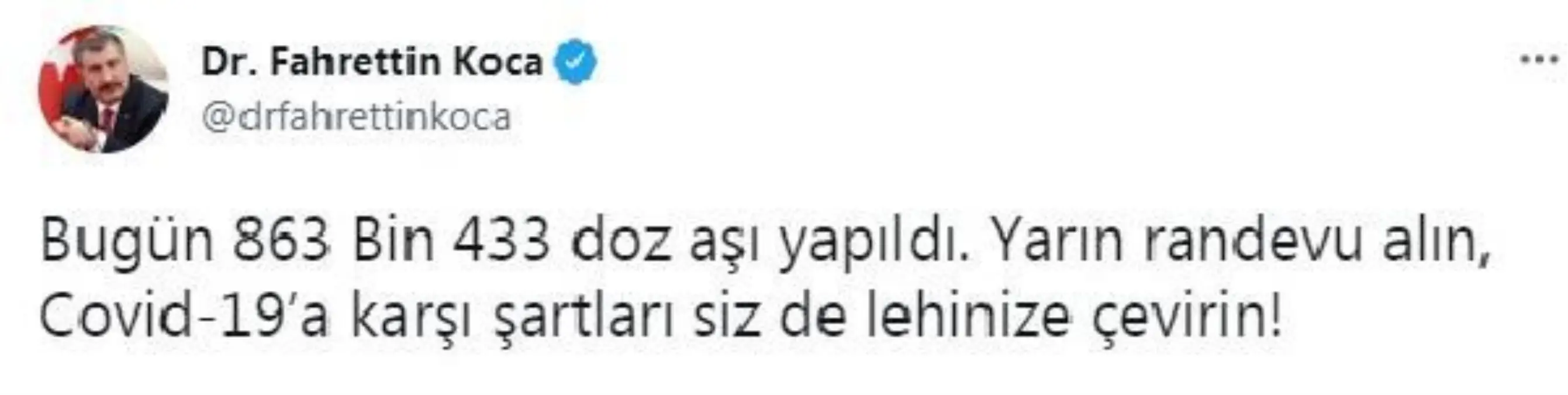 Bugün 863 bin 433 doz koronavirüs aşısı uygulandı